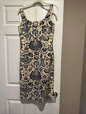 Tommy Bahama Cream Dress with Black Floral Damask Print